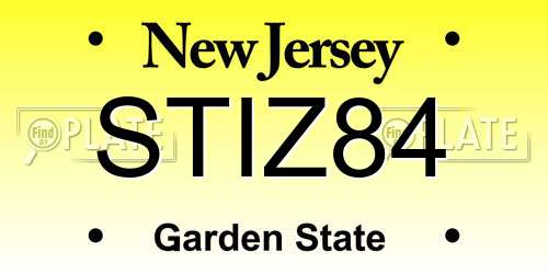 STIZ84 New Jersey License Plate