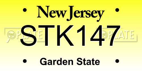 STK147 New Jersey License Plate