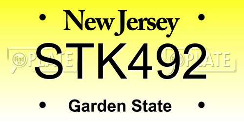 STK492 New Jersey License Plate