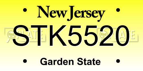 STK5520 New Jersey License Plate