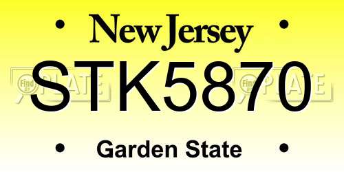 STK5870 New Jersey License Plate