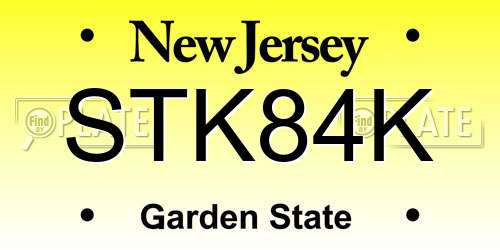 STK84K New Jersey License Plate