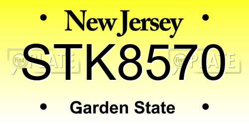 STK8570 New Jersey License Plate