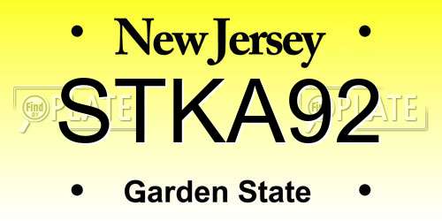 STKA92 New Jersey License Plate