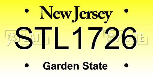 STL1726 New Jersey License Plate