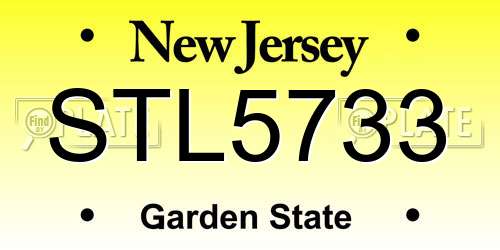 STL5733 New Jersey License Plate