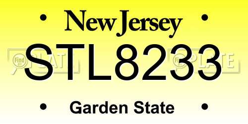 STL8233 New Jersey License Plate