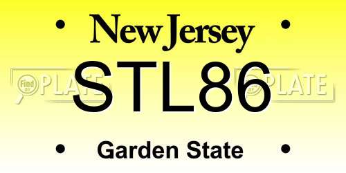 STL86 New Jersey License Plate