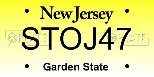 STOJ47 New Jersey License Plate