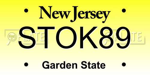 STOK89 New Jersey License Plate