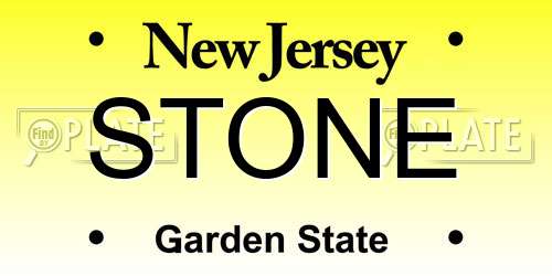 STONE New Jersey License Plate