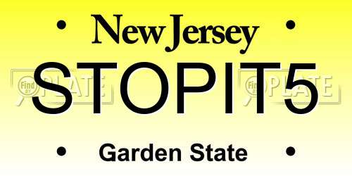STOPIT5 New Jersey License Plate