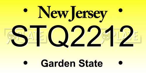 STQ2212 New Jersey License Plate