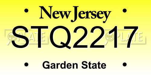 STQ2217 New Jersey License Plate