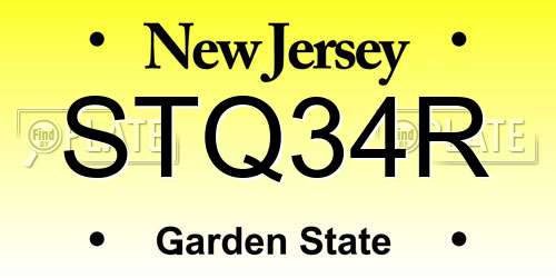 STQ34R New Jersey License Plate