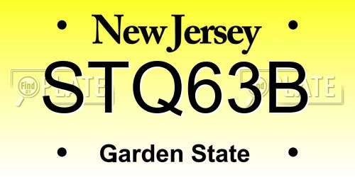 STQ63B New Jersey License Plate