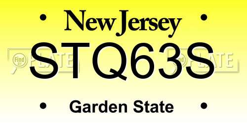 STQ63S New Jersey License Plate