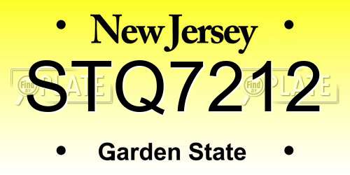 STQ7212 New Jersey License Plate
