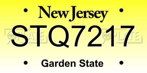 STQ7217 New Jersey License Plate