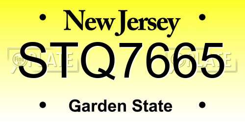 STQ7665 New Jersey License Plate