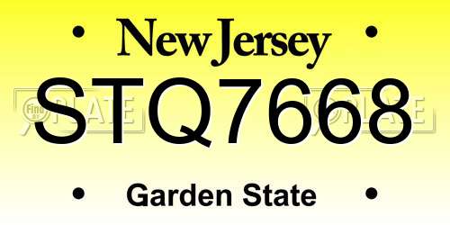 STQ7668 New Jersey License Plate