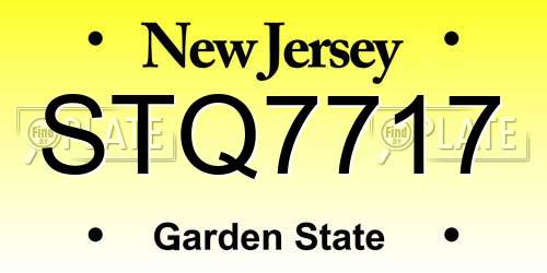 STQ7717 New Jersey License Plate