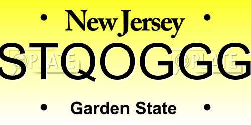 STQOGGG New Jersey License Plate