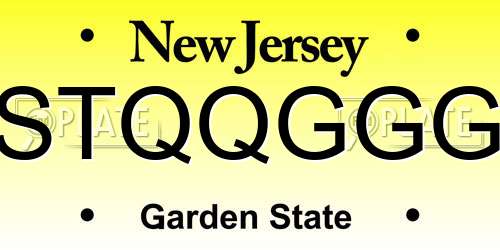 STQQGGG New Jersey License Plate
