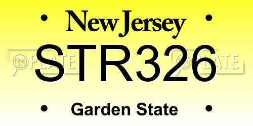 STR326 New Jersey License Plate