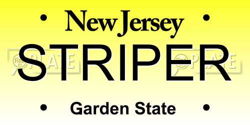 STRIPER New Jersey License Plate