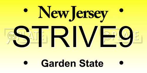 STRIVE9 New Jersey License Plate