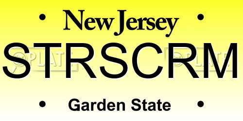 STRSCRM New Jersey License Plate