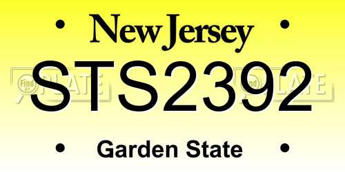 STS2392 New Jersey License Plate