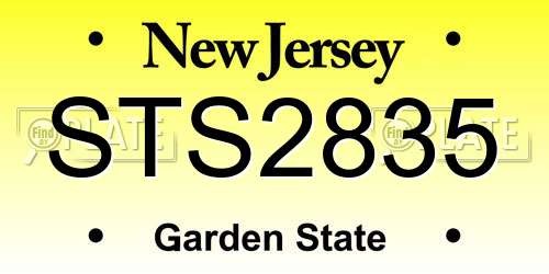 STS2835 New Jersey License Plate