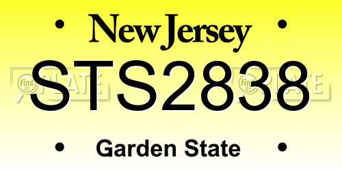 STS2838 New Jersey License Plate