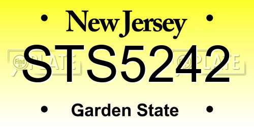 STS5242 New Jersey License Plate