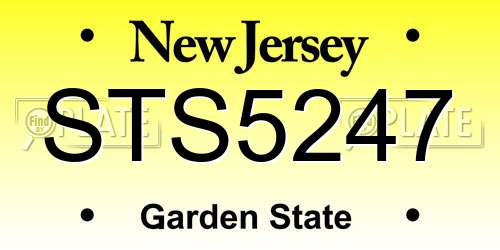 STS5247 New Jersey License Plate