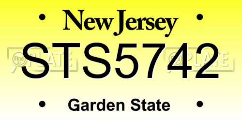 STS5742 New Jersey License Plate