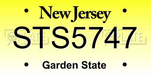 STS5747 New Jersey License Plate