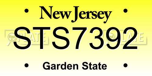 STS7392 New Jersey License Plate
