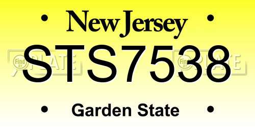 STS7538 New Jersey License Plate