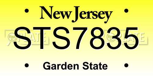 STS7835 New Jersey License Plate
