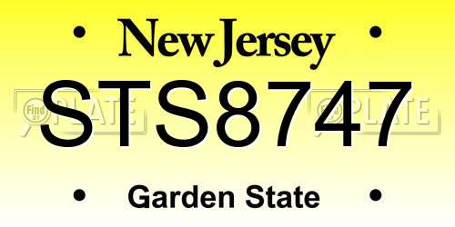 STS8747 New Jersey License Plate