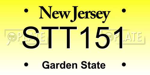 STT151 New Jersey License Plate