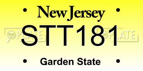 STT181 New Jersey License Plate