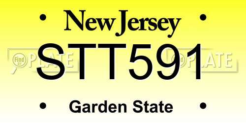 STT591 New Jersey License Plate