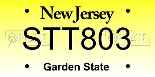 STT803 New Jersey License Plate