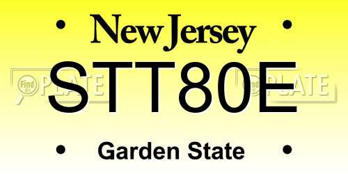 STT80E New Jersey License Plate