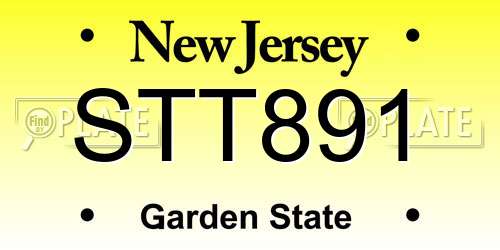 STT891 New Jersey License Plate