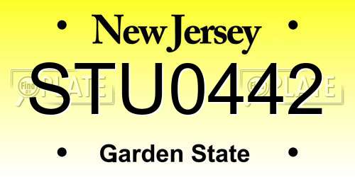 STU0442 New Jersey License Plate